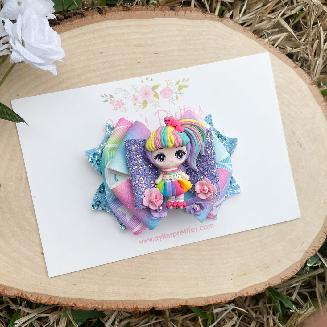 Rainbow Girl Ribbon Bow