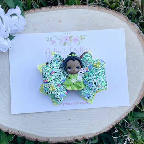 Easter Frog Princess Ribbon Bow