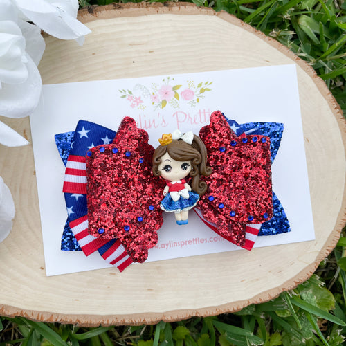 Patriotic Girl Ribbon Bow