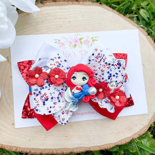 Red Hair Mermaid Ribbon Bow